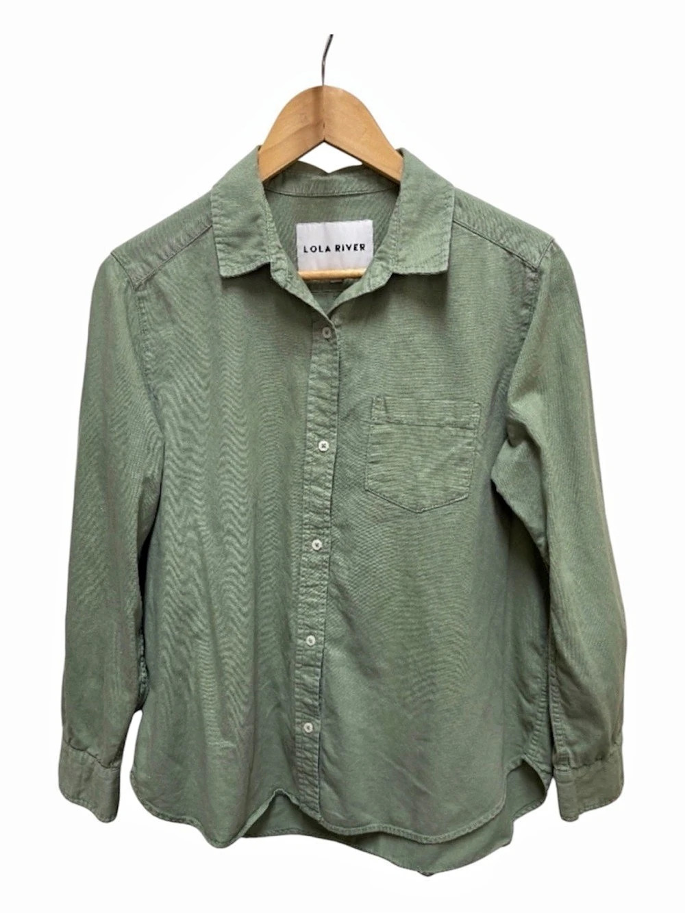 Lola River Button Down Shirt in Green NWOT